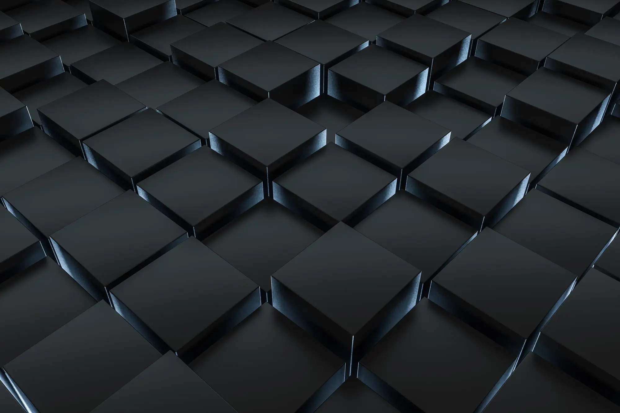 Abstract 3D black cubes grid representing digital knowledge architecture and structured data systems
