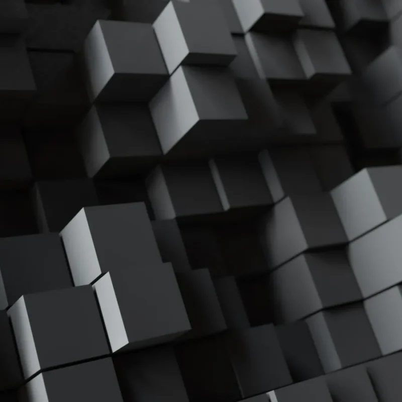 Adaptación hedónica y valor de marca: composición abstracta de cubos en blanco, negro y grises